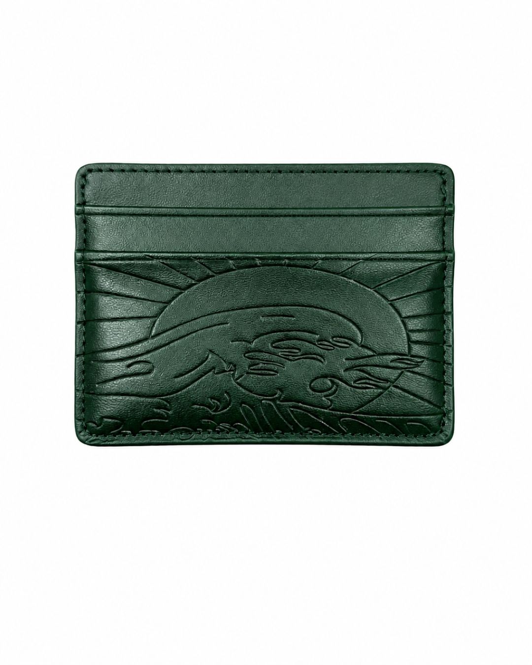 Verde Nebula | Cartera Kanagawa verde con grabado de la Gran Ola, vista frontal